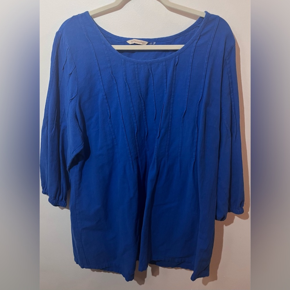 Soft Surroundings Royal Blue Crinkled Tunic Top